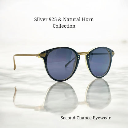 Tom Davies Bespoke Sunglasses - Model 76259 – Silver 925 & Natural Buffalo Horn Collection - Custom Luxury Frames