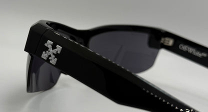 Vintage Off-White Black Shield Wraparound Sunglasses Model Oeri068 1007