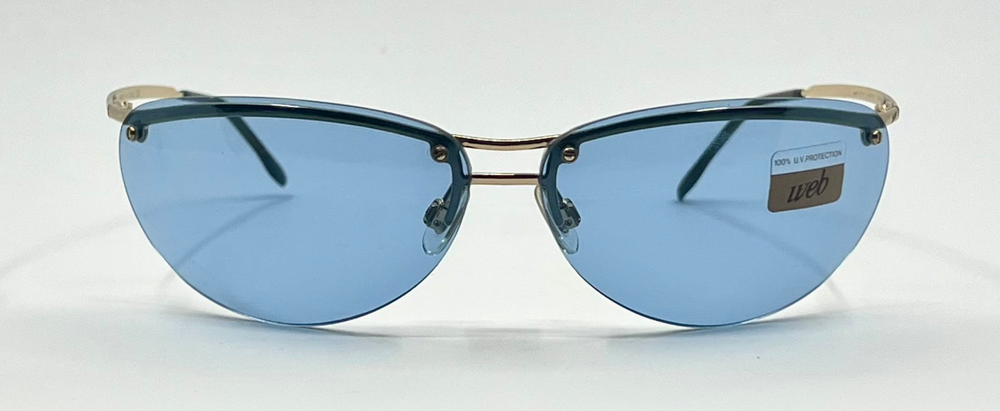 Web 3004 Y2K Vintage Sunglasses-Italy Deadstock-Blue Lenses/Semi-Rimless 68mm