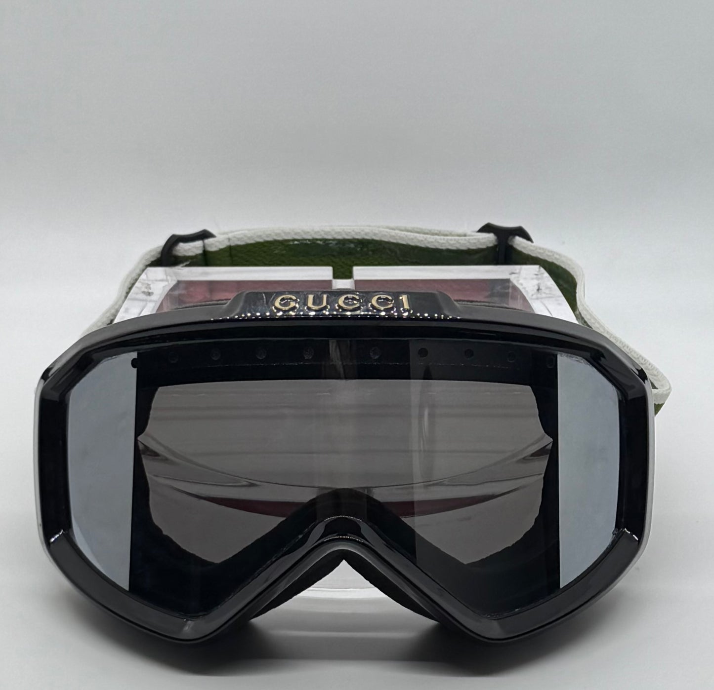 Gucci Web Stripe Ski Goggles-Black GG Logo-Deadstock Full KitaAlpine Capsule-Rare