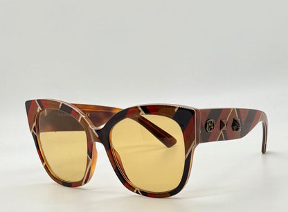 Gucci GG0059S 003 Amber Tortoise Geometric Sunglasses w/ Original Amber Lenses (Unworn)