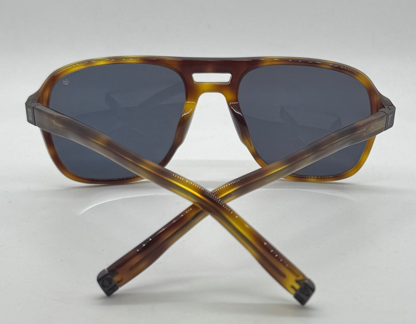 John Varvatos Classic Aviator Sunglasses-Tortoise Horn Acetate-Mirrored Gold Lenses-New|Unworn