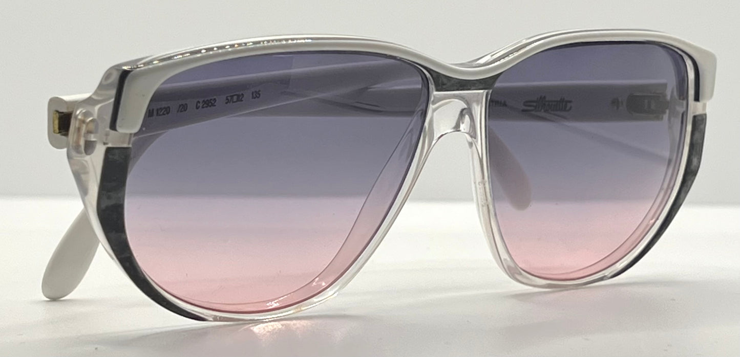 Silhouette M 1220 C 2952 Vintage White Sunglasses w|New Grey to Rose Gradient Custom Lenses-57mm-Austria