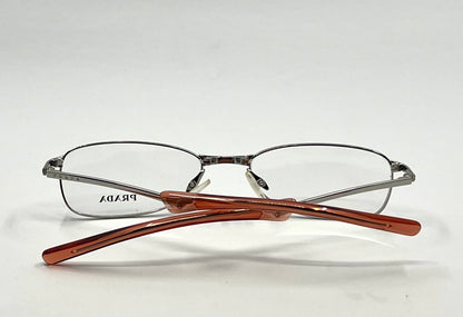 Prada Vpr 76C Vintage FOLDING Eyeglasses-Full Rim-Silver Orange Tips-Unworn-Italy