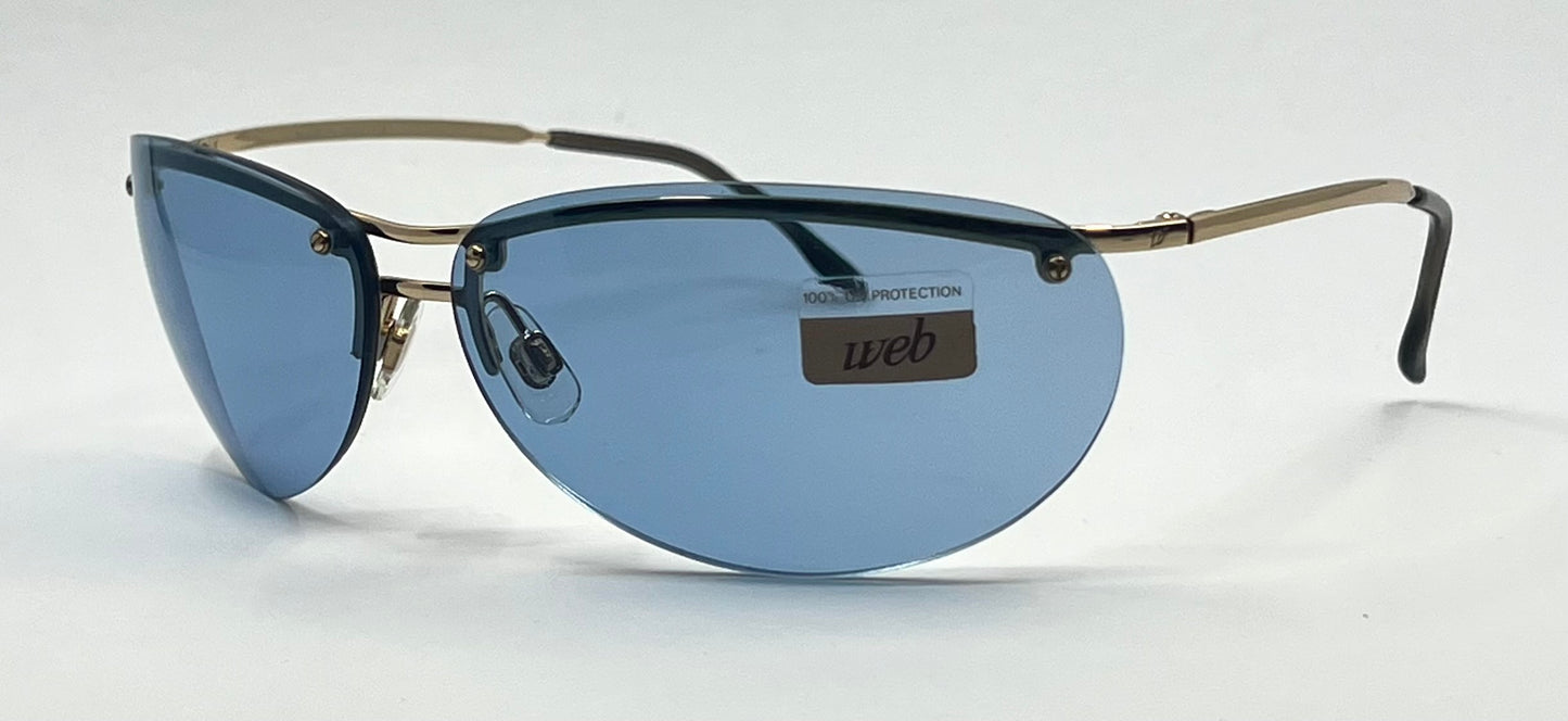 Web 3004 Y2K Vintage Sunglasses-Italy Deadstock-Blue Lenses/Semi-Rimless 68mm