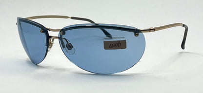 Web 3004 Y2K Vintage Sunglasses-Italy Deadstock-Blue Lenses/Semi-Rimless 68mm