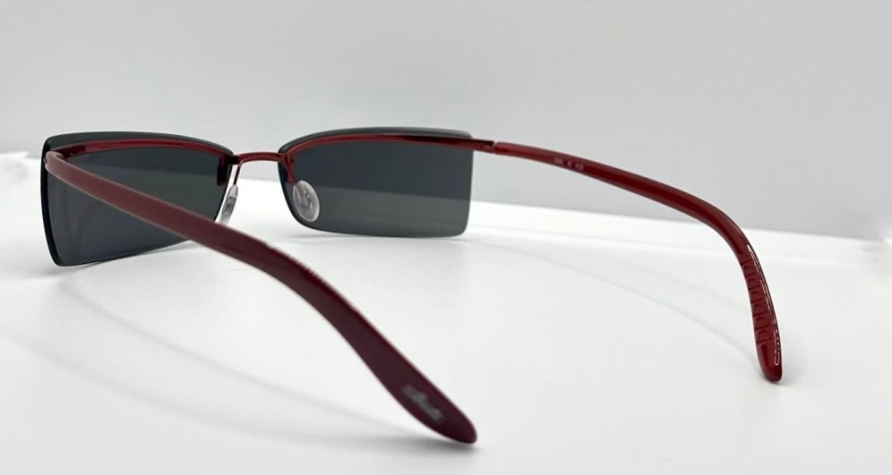 Silhouette 8596 40 6128 Vintage Sunglasses-Red Rimless Wrap Shield-Deadstock