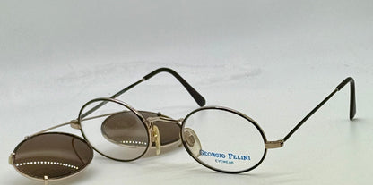 Giorgio Felini W1480 G|To Gold Oval Convertible Eyewear With Clip-On Vintage|Deadstock-Italy 49-20