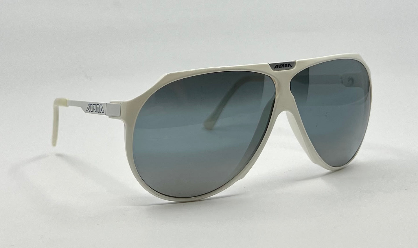 Alpina AERO Vintage Sunglasses White 64mm Aviator – Made in W. Germany 1980s