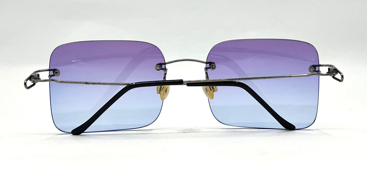 Masters 543 Rimless Gradient Sunglasses – Purple to Blue Lens – G/MET – Unworn