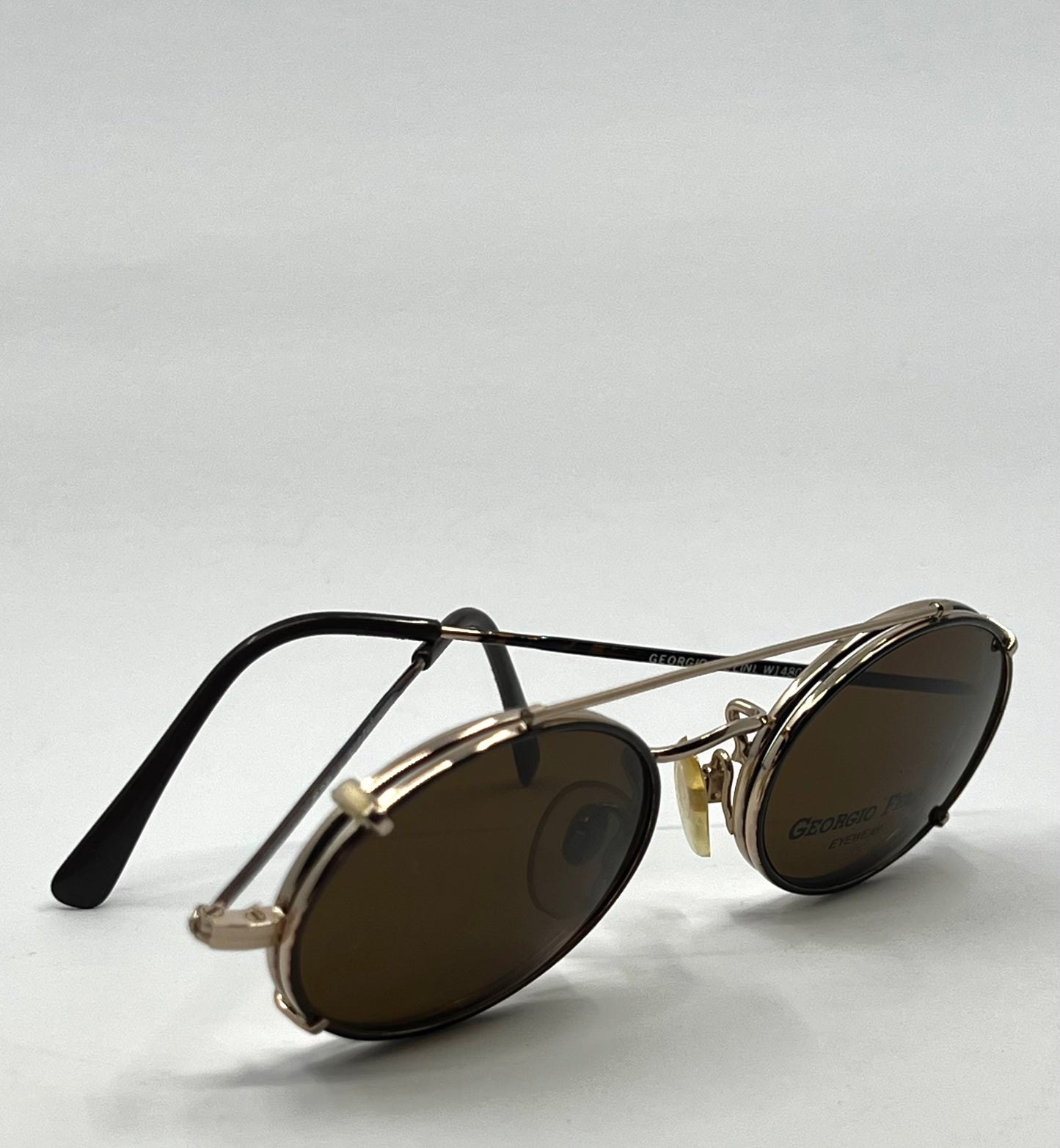 Giorgio Felini W1480 G|To Gold Oval Convertible Eyewear With Clip-On Vintage|Deadstock-Italy 49-20