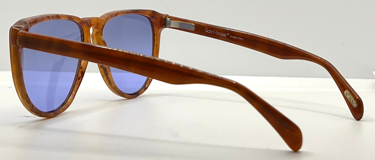 Gianni Versace 465 909 Vintage Sunglasses W|New Solid Blue Custom Lenses-54Mm-Unworn|Nos