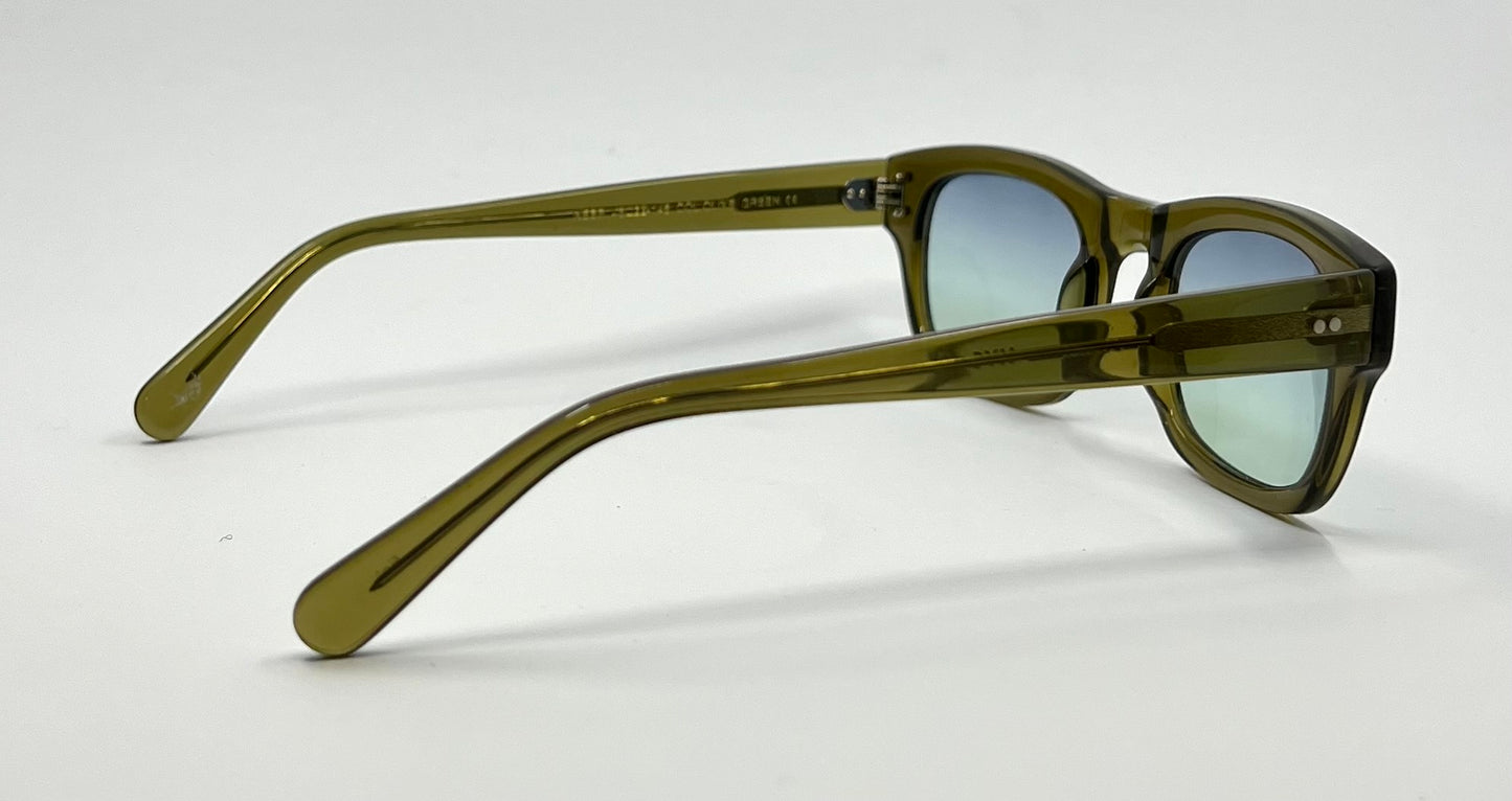 MOSCOT NEBB Sunglasses Olive Green w/New Gradient Custom Tinted Lenses-Full Kit