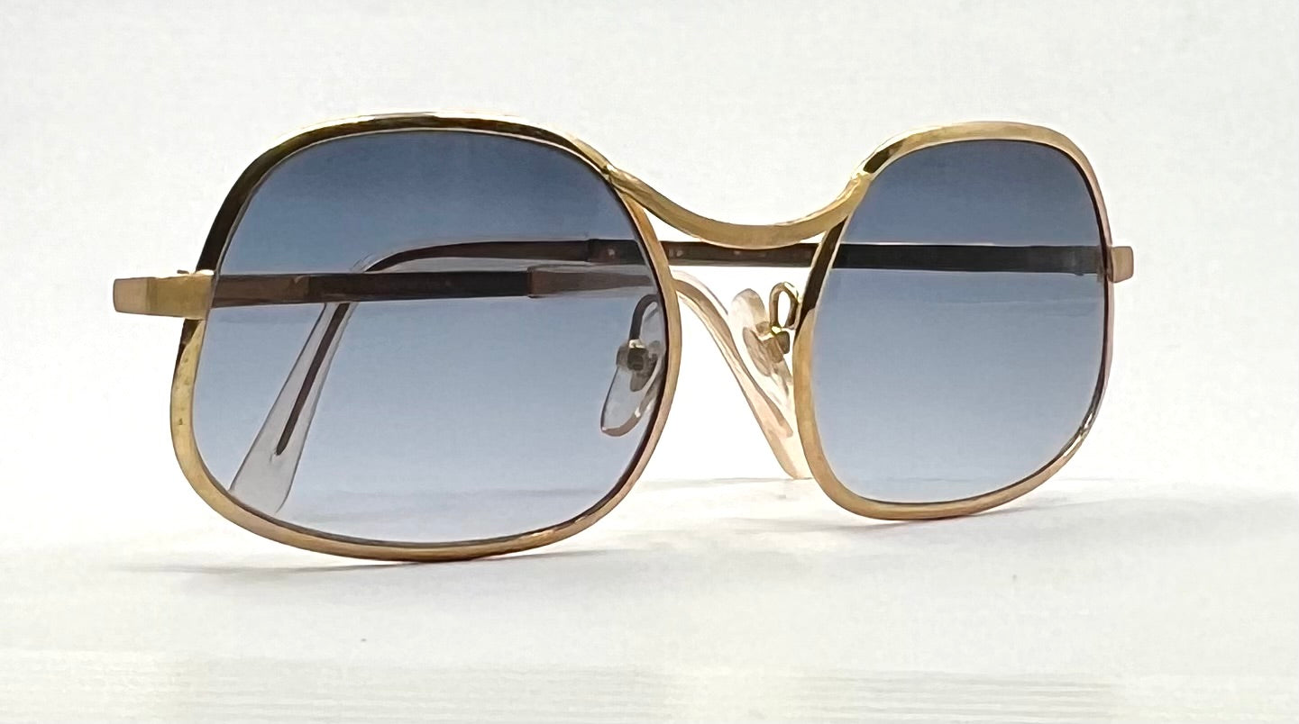 Italian Gold-Filled Hammered Pilot Sunglasses-Vintage Deadstock w/New Gradient Custom Lenses