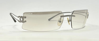 CHANEL 4051B 103/61 Rimless Crystal CC Logo Sunglasses-Y2K Deadstock-Italy