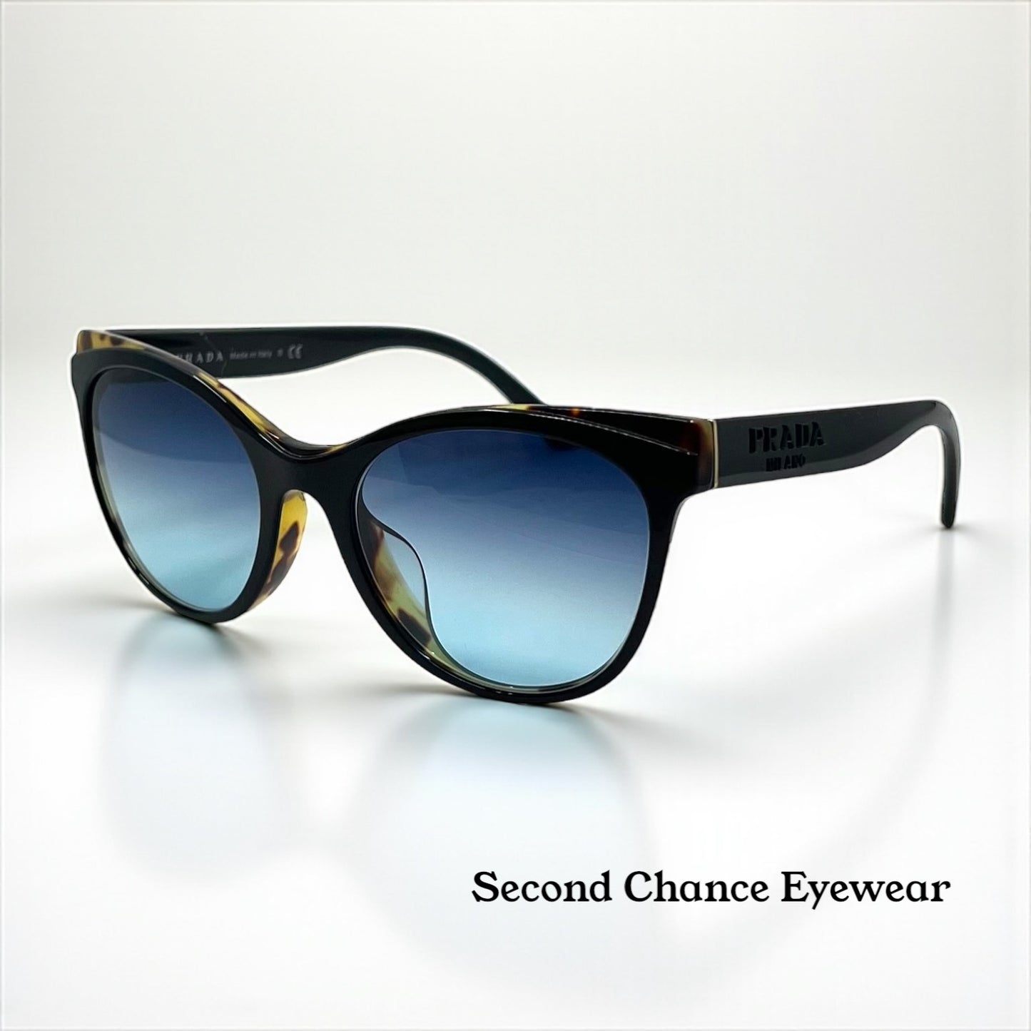 Prada Cat-Eye VINTAGE Sunglasses VPR 05W-F / New Deep Blue Custom Gradient Tinted Lenses