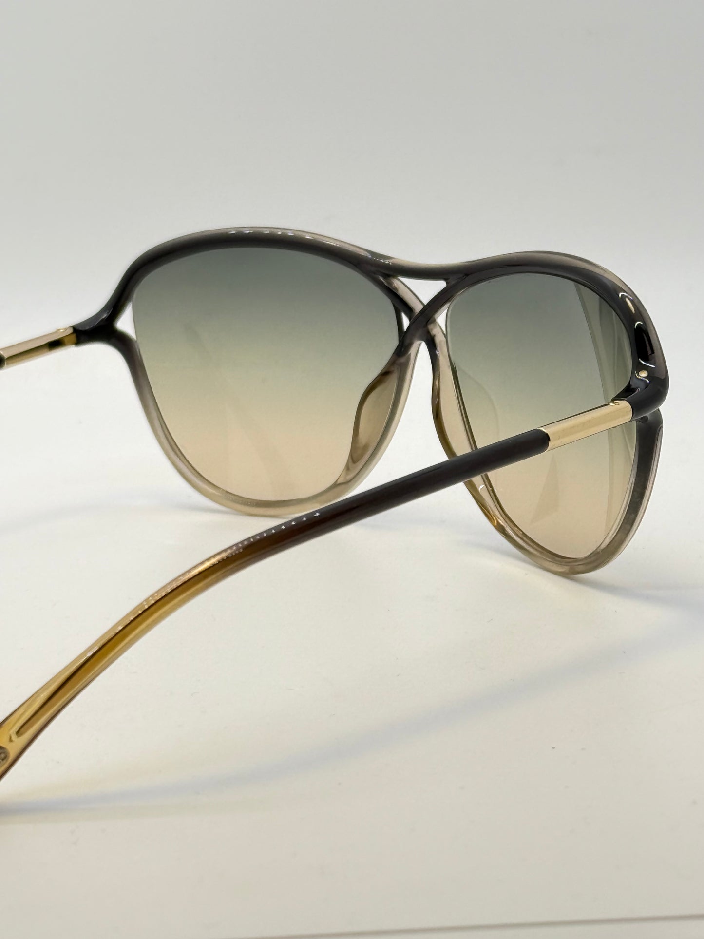 Tom Ford Tabitha Tf183 20B Green Aviator Sunglasses-Greenhoney Gradient Lenses-Full Kit