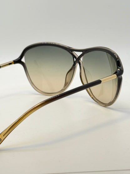 Tom Ford Tabitha Tf183 20B Green Aviator Sunglasses-Greenhoney Gradient Lenses-Full Kit