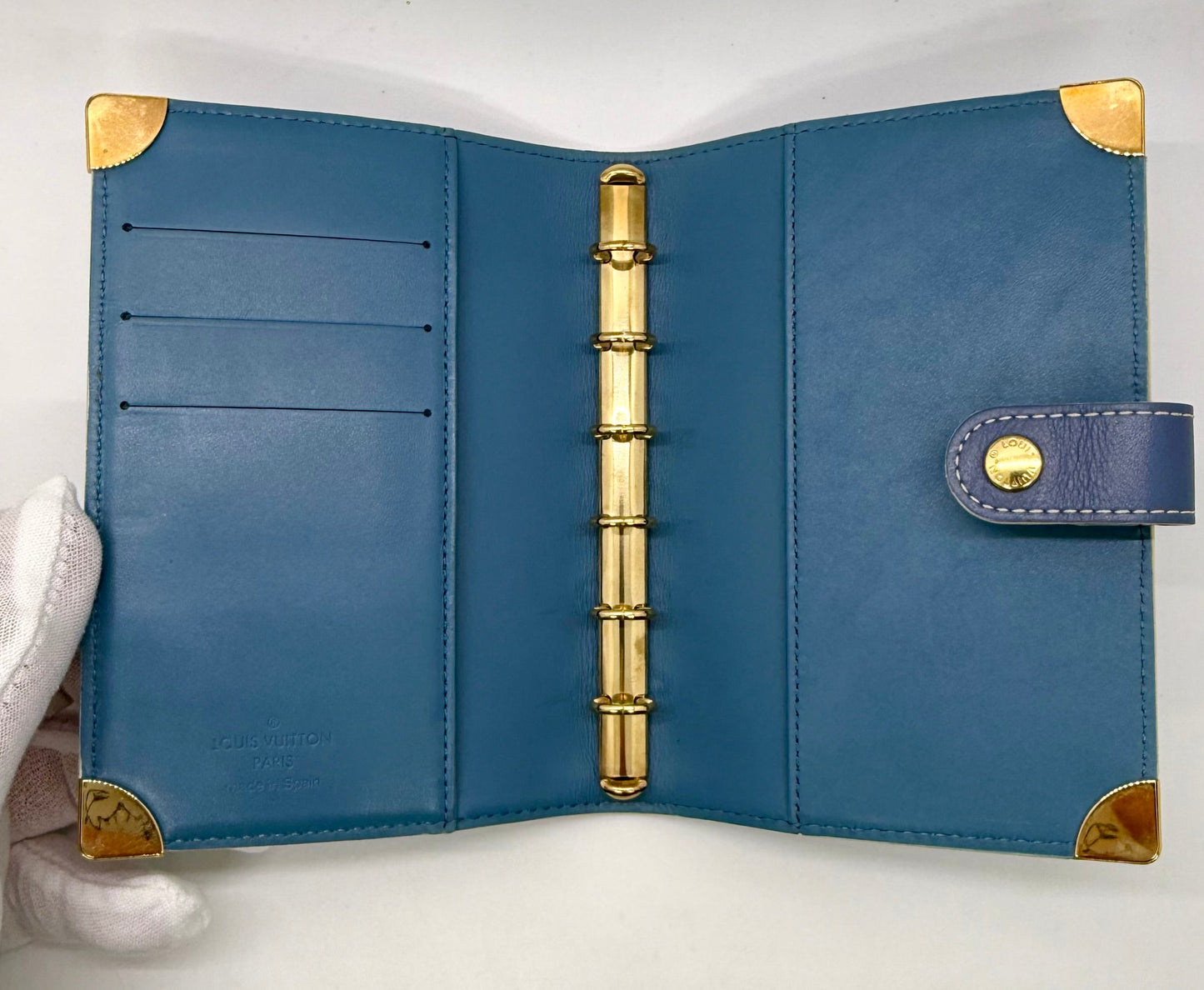 Louis Vuitton Taiga Agenda PM-Blue Leather-VINTAGE Organizer