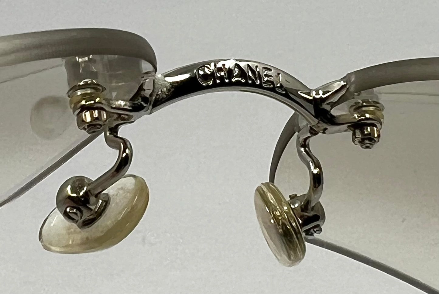 Chanel 4017-D Silver Rimless Sunglasses Swarovski Cc Logo Deadstock