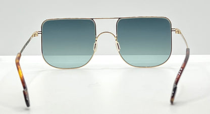 Odette Lunettes Juno M202 Gold Sunglasses-Made In France-Gradient Blue|Green Lenses-New