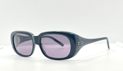 CYNTHIA BENJAMIN “SID” Handmade Sunglasses – Deep Navy Acetate with Violet Lenses – Brand New Full Kit