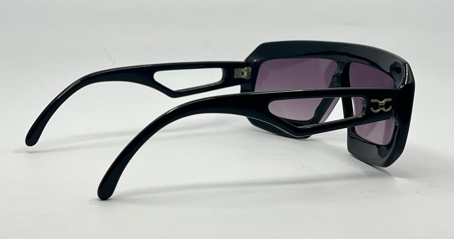 Claudia Carlotti Zenith CS-10 Vintage Shield Sunglasses Black/Gold Collector’s Cond