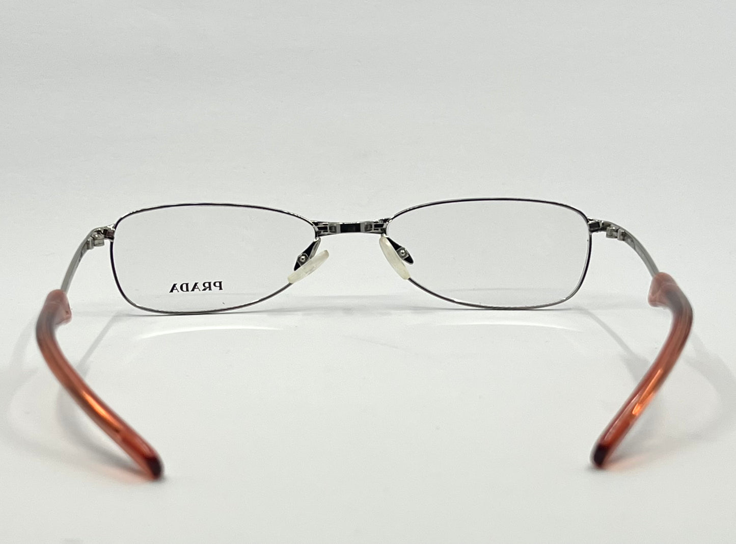 Prada Vpr 76C Vintage FOLDING Eyeglasses-Full Rim-Silver Orange Tips-Unworn-Italy