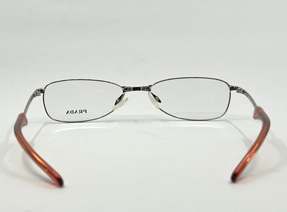 Prada Vpr 76C Vintage FOLDING Eyeglasses-Full Rim-Silver Orange Tips-Unworn-Italy