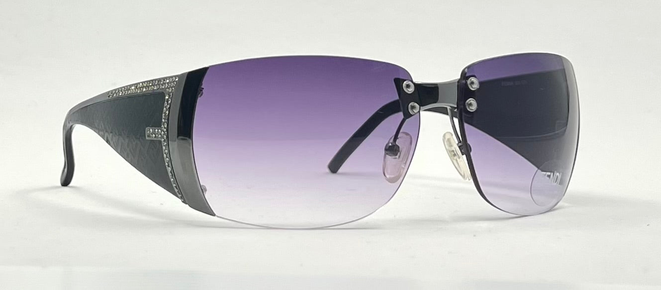 Fendi FS349R Y2K Shield Sunglasses 001 Unworn Purple Gradient Lenses-Japan