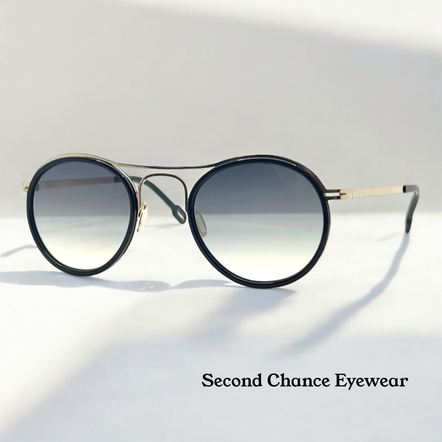 Odette Lunettes “Dalton Ii” C301-Gold Sunglasses-Made In France-Gradient Grey Lenses-48Mm-New