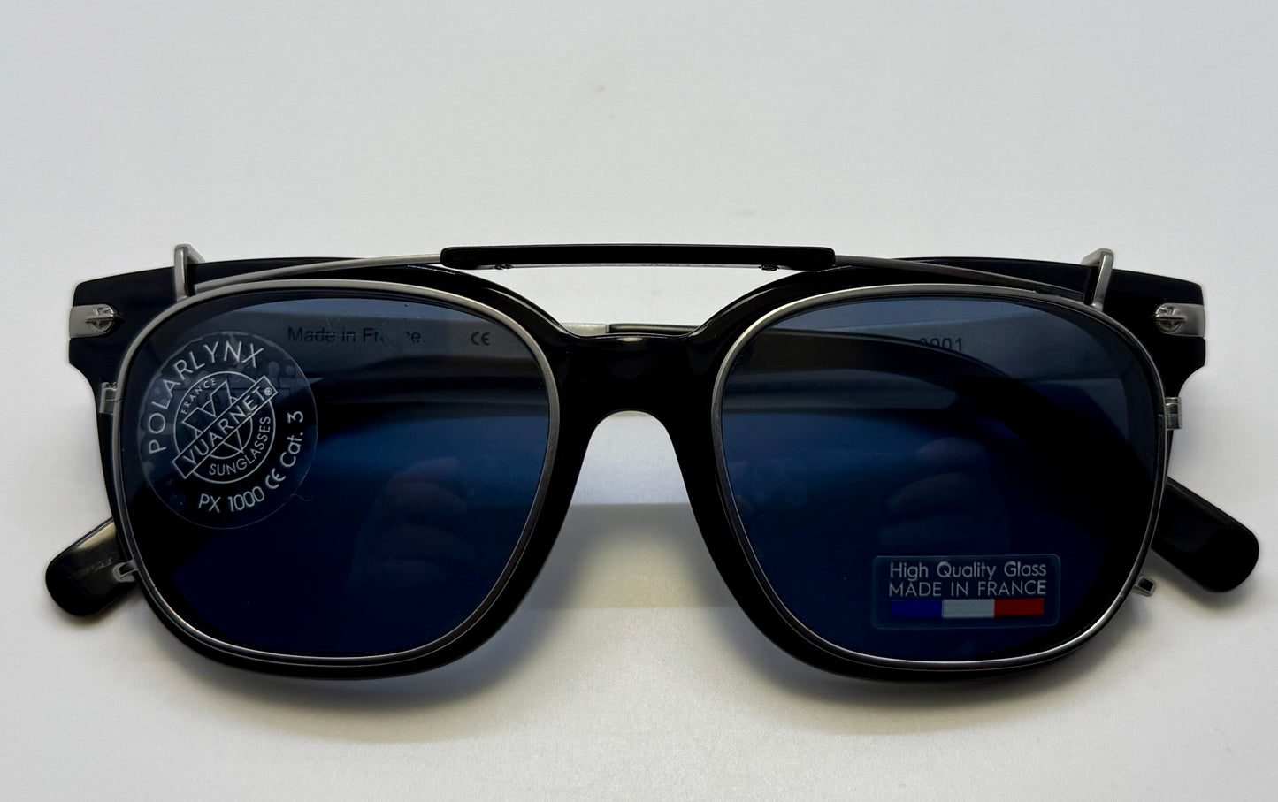 Vuarnet Vl1407 0001 Polarized Clip-On Sunglasses With Mineral Glass Lenses