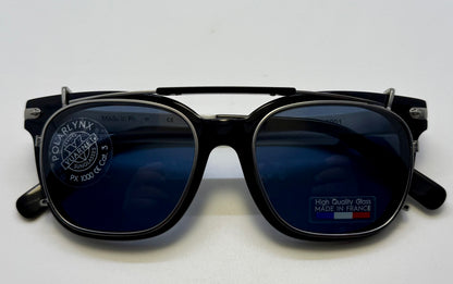 Vuarnet Vl1407 0001 Polarized Clip-On Sunglasses With Mineral Glass Lenses