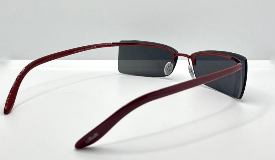 Silhouette 8596 40 6128 Vintage Sunglasses-Red Rimless Wrap Shield-Deadstock