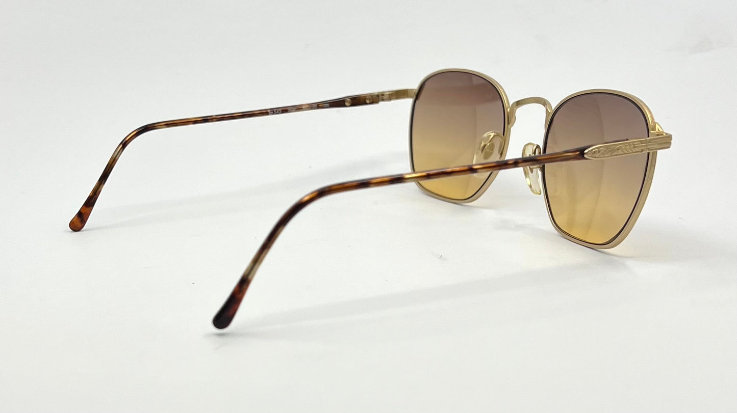 Byblos 543 Vintage Gold Tortoise Sunglasses-New Espresso/Amber Fade Custom Lenses
