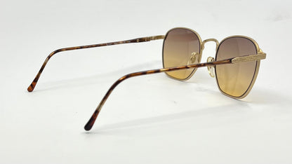 Byblos 543 Vintage Gold Tortoise Sunglasses-New Espresso/Amber Fade Custom Lenses