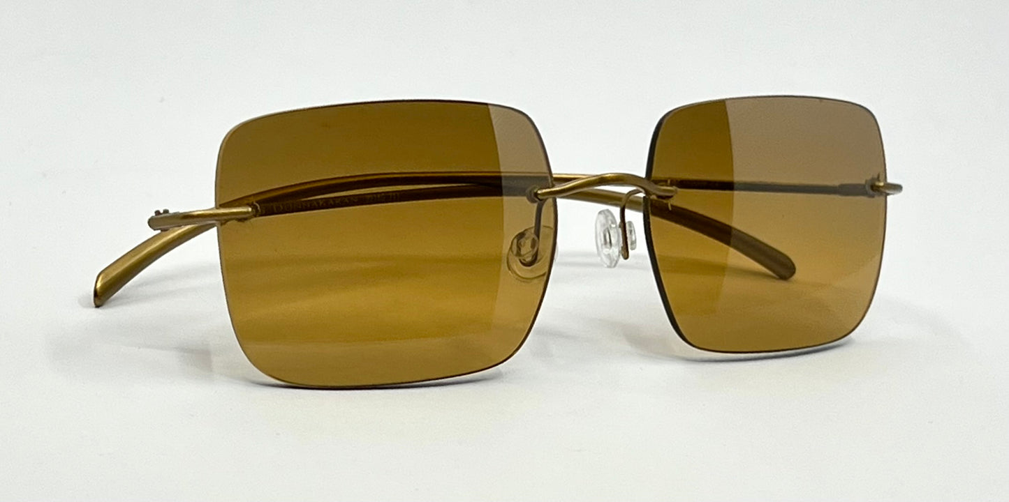 Donna Karan DKNY 9218S 711 Rimless Sunglasses Gold Amber Lenses Deadstock