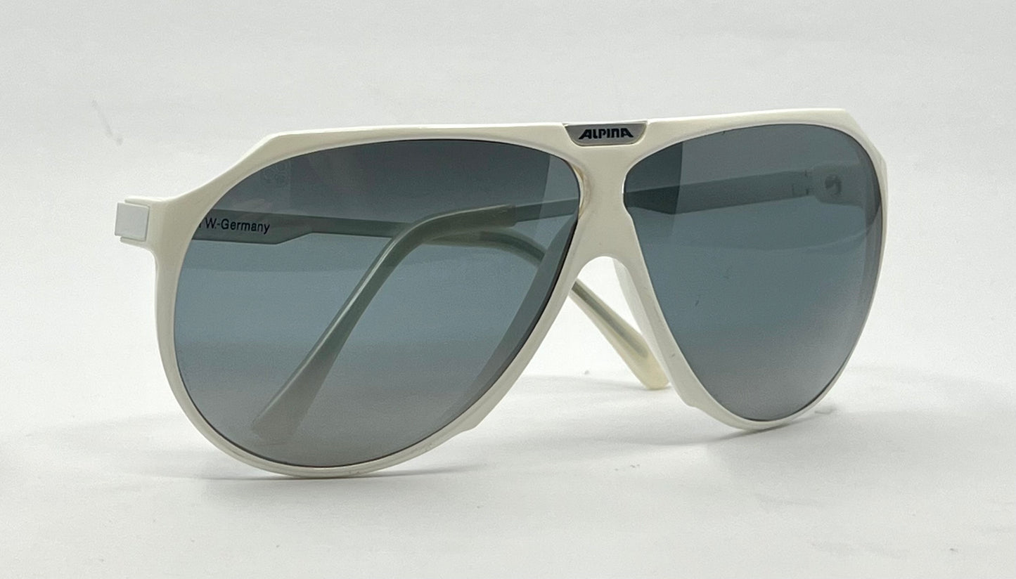 Alpina AERO Vintage Sunglasses White 64mm Aviator – Made in W. Germany 1980s