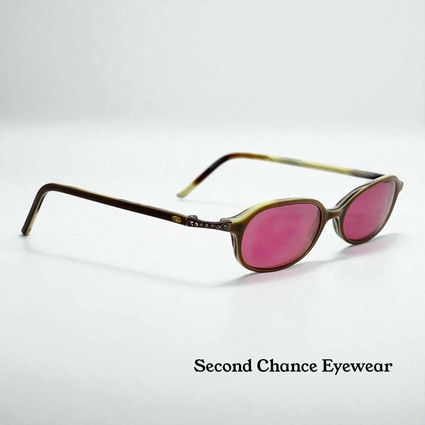 Valentino Vintage Sunglasses w|New Solid Pink Custom Tinted Lenses-Italy-Unworn