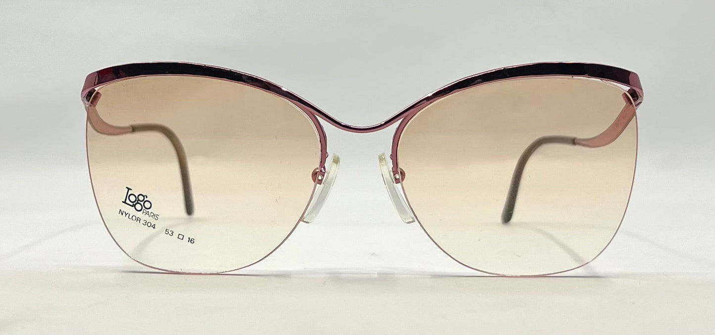 Logo Paris Nylon 304 Vintage Sunglasses Pink Gradient Unworn Deadstock 53