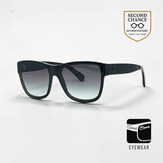 Chanel 5386 Black CC Logo Sunglasses 60-16 Italy Gradient Lens Unworn