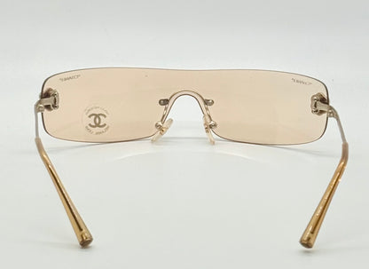 Chanel 4086 C.124|60 Silver Shield Rimless Sunglasses – Vintage Deadstock – Made In Italy