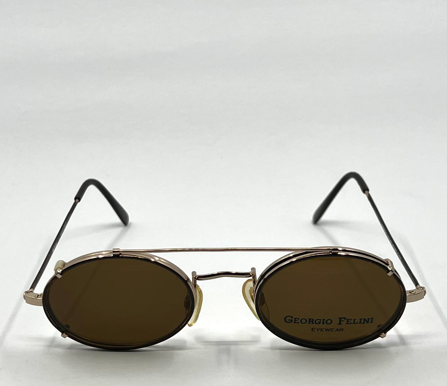 Giorgio Felini W1480 G|To Gold Oval Convertible Eyewear With Clip-On Vintage|Deadstock-Italy 49-20