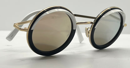 Cutler and Gross 1277 Round Sunglasses Gold|Black|White-New|Unworn-Full Kit-44mm