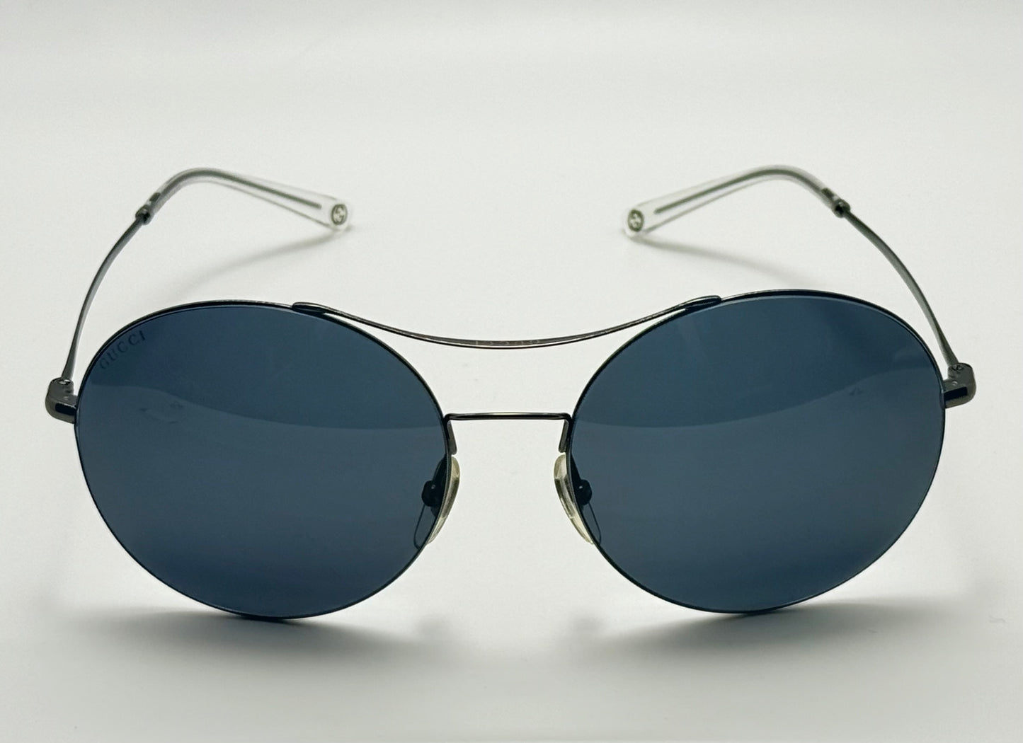 Gucci Gg 4252|S Kj14X Round Sunglasses-58Mm Matte Black-Blue Lens-Italy