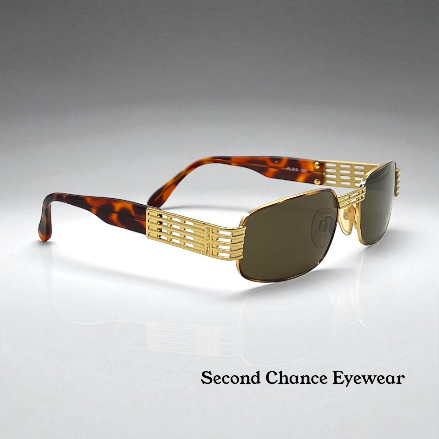 Free Land Visibilia Fl 613 023 Gold Lattice Italy Sunglasses Vintage|Deadstock Unworn