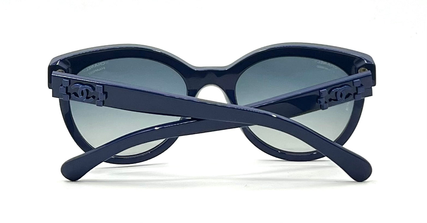 Chanel 5315 Blue Polarized Sunglasses Cat Eye Italy 54-20 Unworn