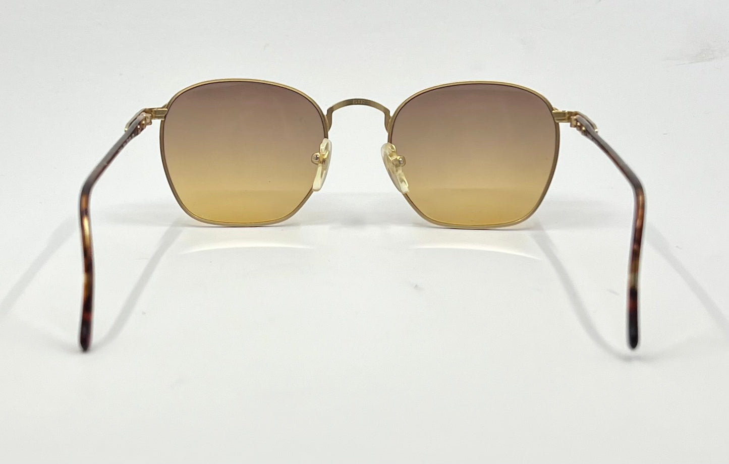 Byblos 543 Vintage Gold Tortoise Sunglasses-New Espresso/Amber Fade Custom Lenses