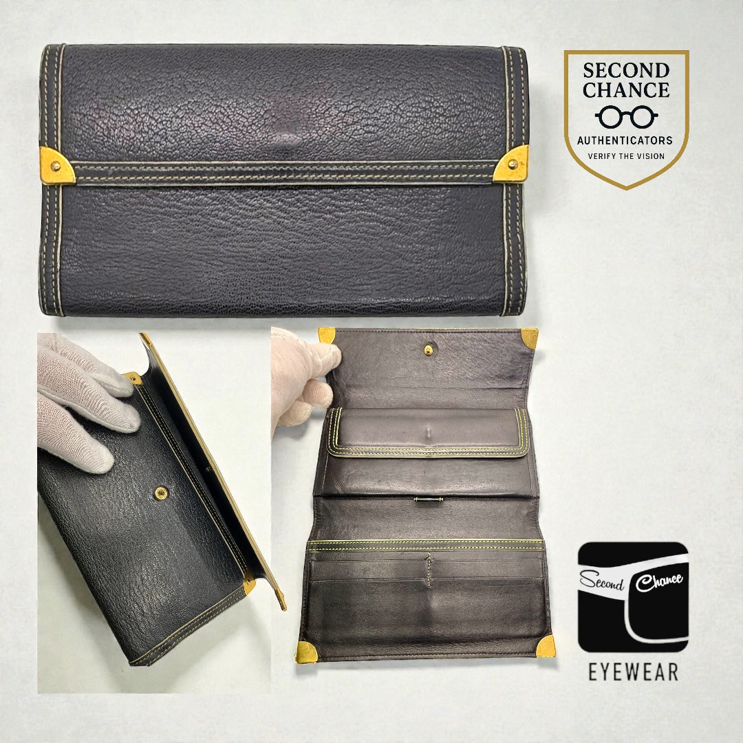 Louis Vuitton Vintage Navy Blue Leather Continental Long Wallet – France
