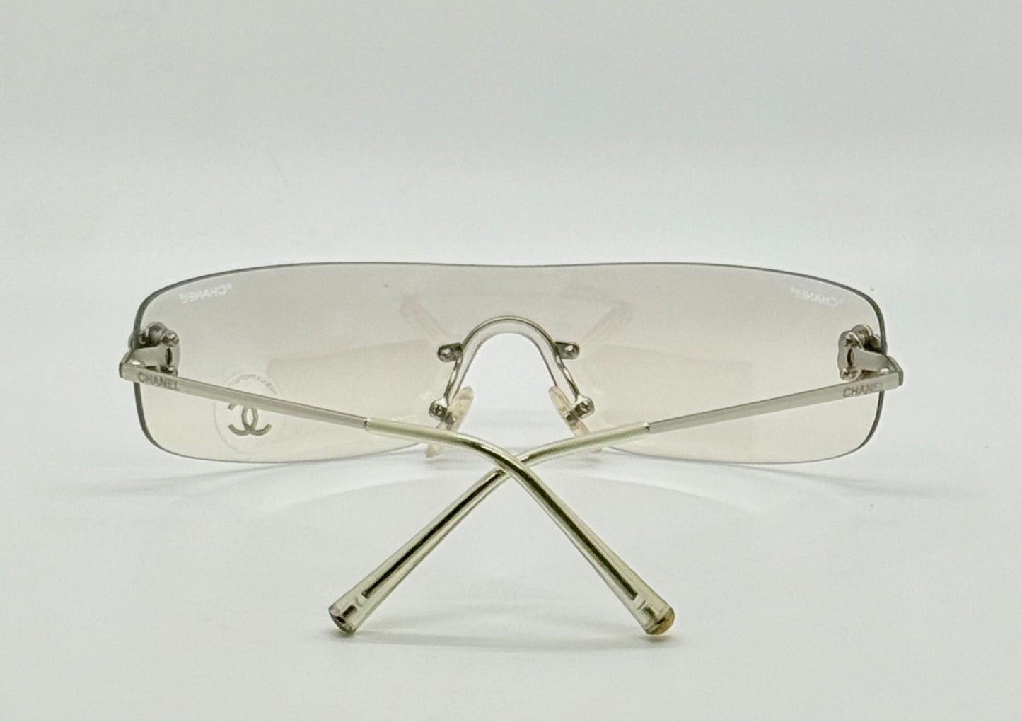 Chanel 4086 C.124|6Y Vintage Shield Sunglasses – Deadstock|Unworn-Camellia Silver